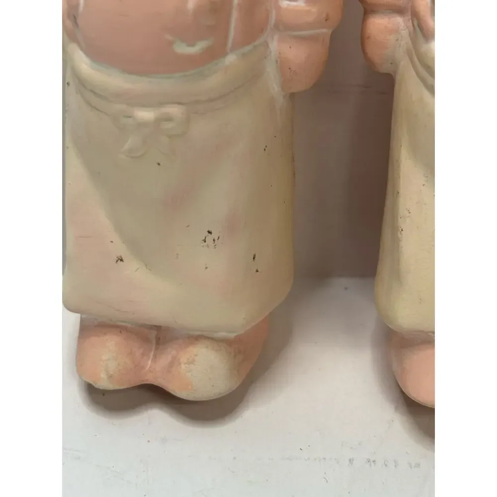 Vintage Chalkware French Chef Pig Salt Pepper Shakers Kitchen Decor